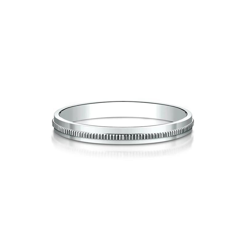 Milgrain Wedding Band in 14K White Gold – Image 1 of 3