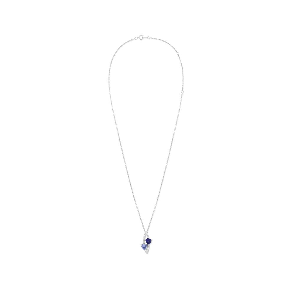 Lab-Created Blue Sapphire &amp; Lab-Created White Sapphire Trillion Pendant Necklace in Sterling Silver – Image 3 of 4