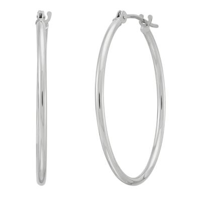 Round Polished Hoop Earrings in 14K White Gold