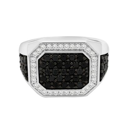 Men's Black & White Diamond Octagonal Ring in Sterling Silver (1 1/7 ct. tw.)