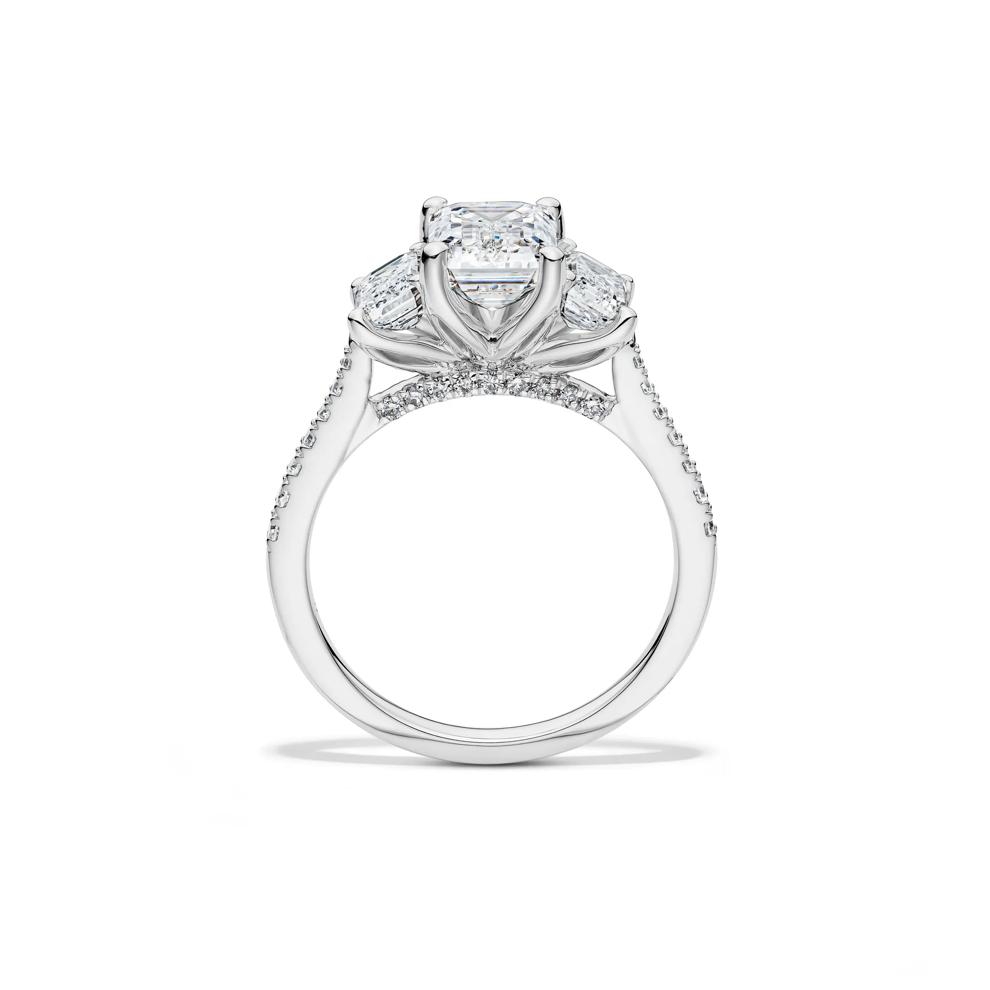 Lab Grown Diamond Emerald-Cut Three-Stone Engagement Ring in 14K White Gold (3 1/4 ct. tw.) – Image 2 of 3