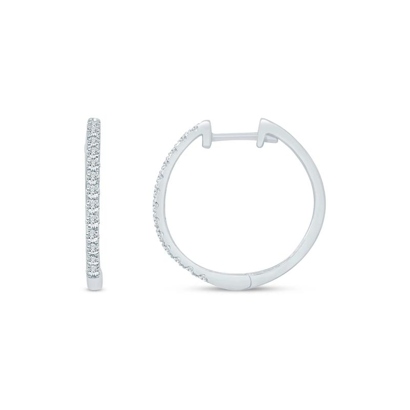 Lab Grown Diamond Hoop Earrings in 10K White Gold &#40;1/4 ct. tw.&#41; – Image 1 of 1
