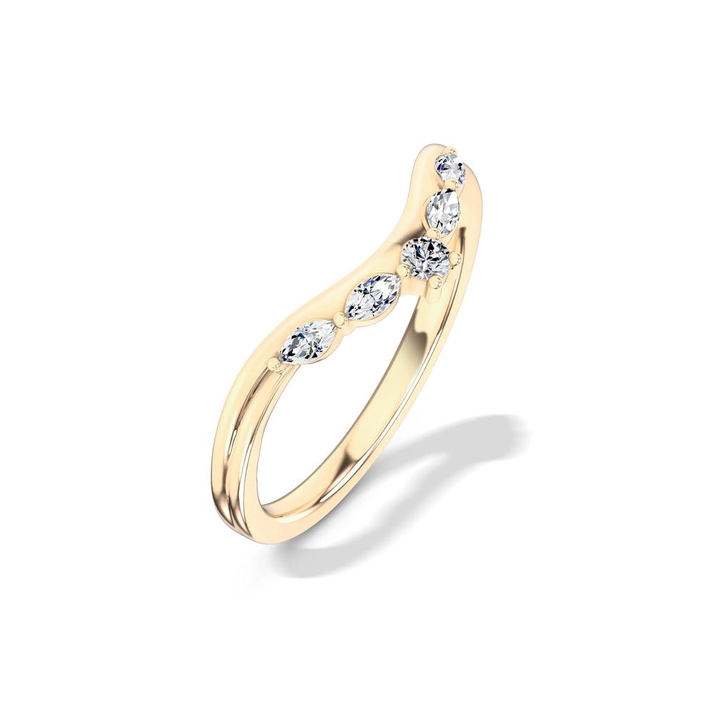 Lab Grown Diamond Marquise &amp; Round Bold Contour Band in 10K Yellow Gold (1/7 ct. tw.) – Image 4 of 4