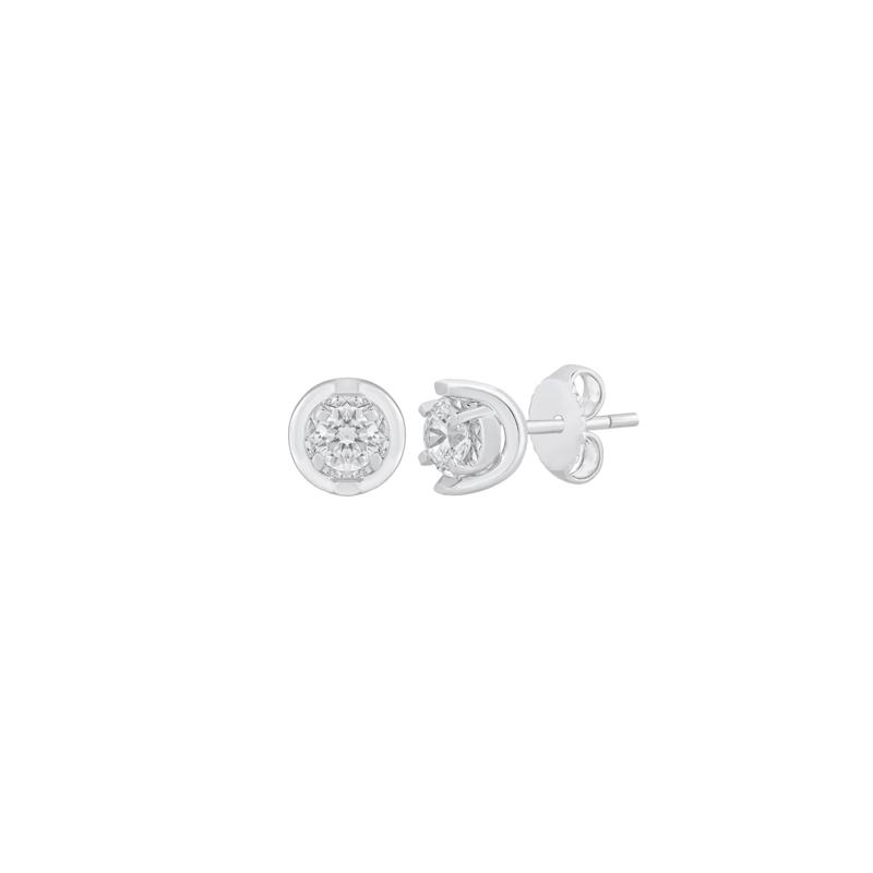 Round Diamond Stud Earrings with U-Settings in 10K White Gold &#40;3/8 ct. tw.&#41; – Image 1 of 2