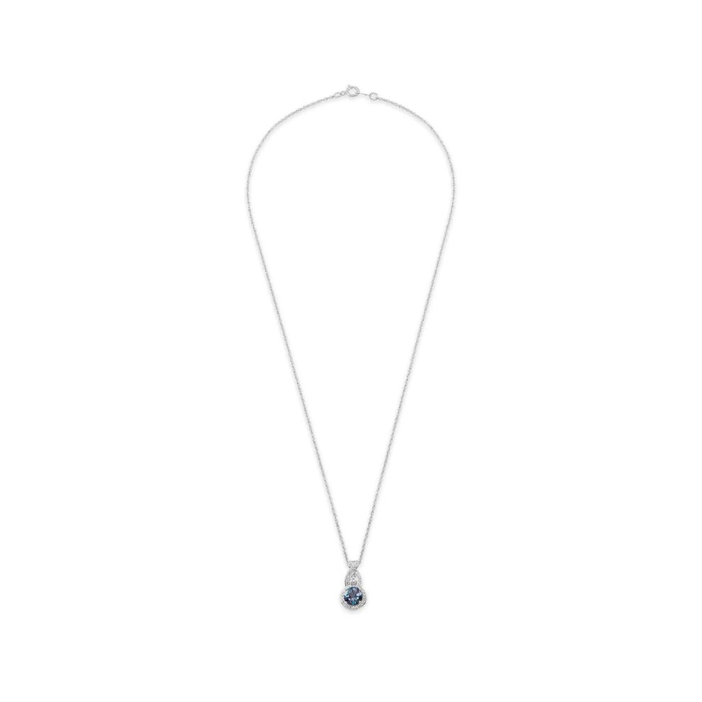 Lab Created Alexandrite &amp; White Sapphire Pendant in Sterling Silver – Image 2 of 4