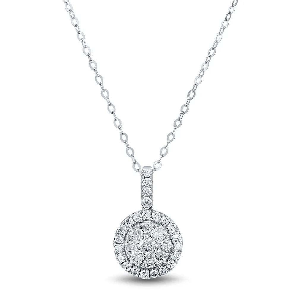 Lab Grown Diamond Round Cluster Pendant in 14K White Gold (5/8 ct. tw.) – Image 1 of 2