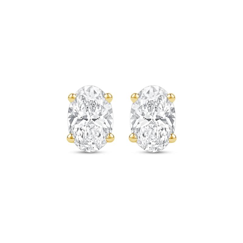 Lab Grown Diamond Oval-Shaped Solitaire Stud Earrings in 14K Yellow Gold &#40;3 ct. tw.&#41; – Image 2 of 3