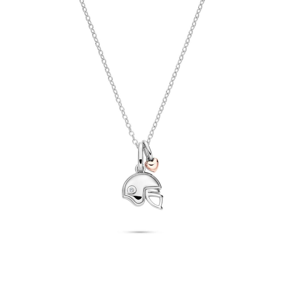 Lab Grown Diamond Accent Football Helmet Pendant in Sterling Silver &amp; 10K Rose Gold – Image 1 of 5