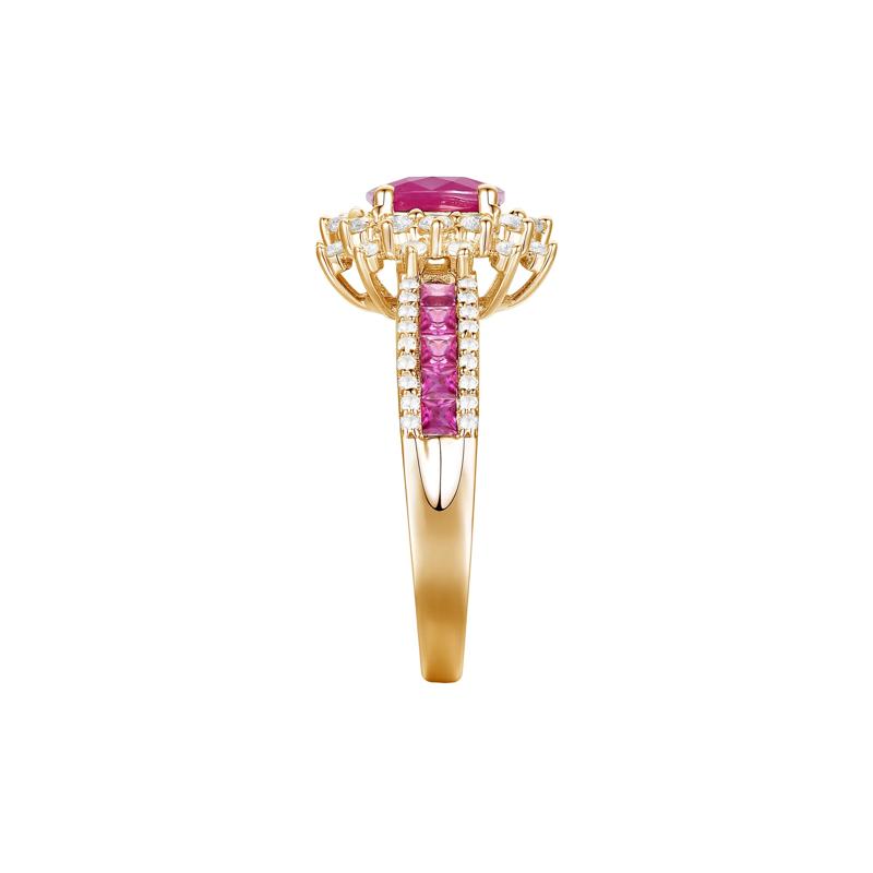 Ruby and Diamond Halo Ring in 14K Yellow Gold &#40;1/2 ct. tw.&#41; – Image 3 of 3