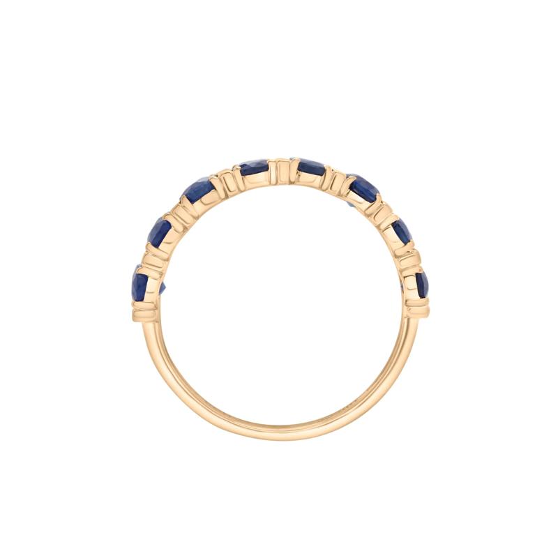 Blue Sapphire Faux-Channel Band in 10K Yellow Gold – Image 3 of 5