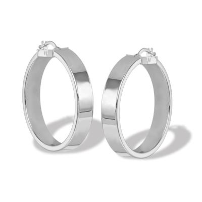 Square Tubing Hoop Earrings in 14K White Gold, 34x34mm