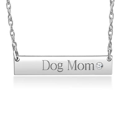 custom name bar necklace with personalized gemstone