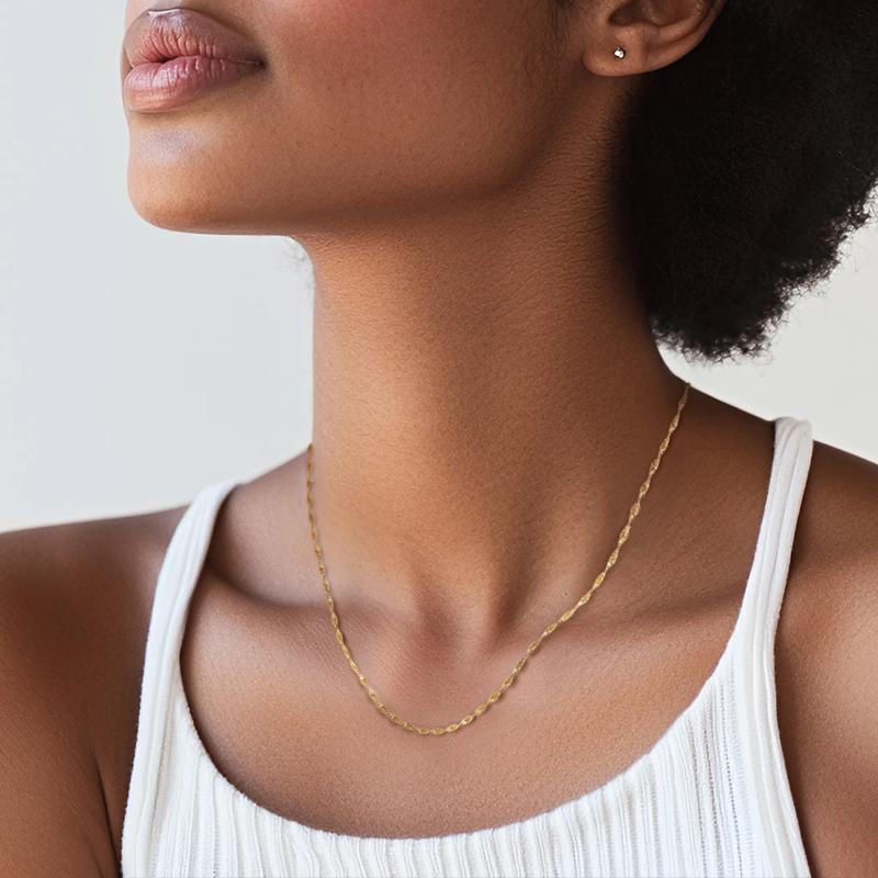 Diamond-Cut Twist Chain in 14K Yellow Gold, 1MM, 18&rdquo; – Image 4 of 4