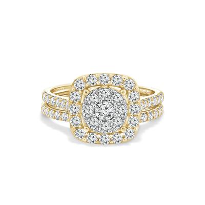 Diamond Cushion Halo Center Composite Engagement Set in 10K Yellow Gold (1 1/4 ct. tw.)