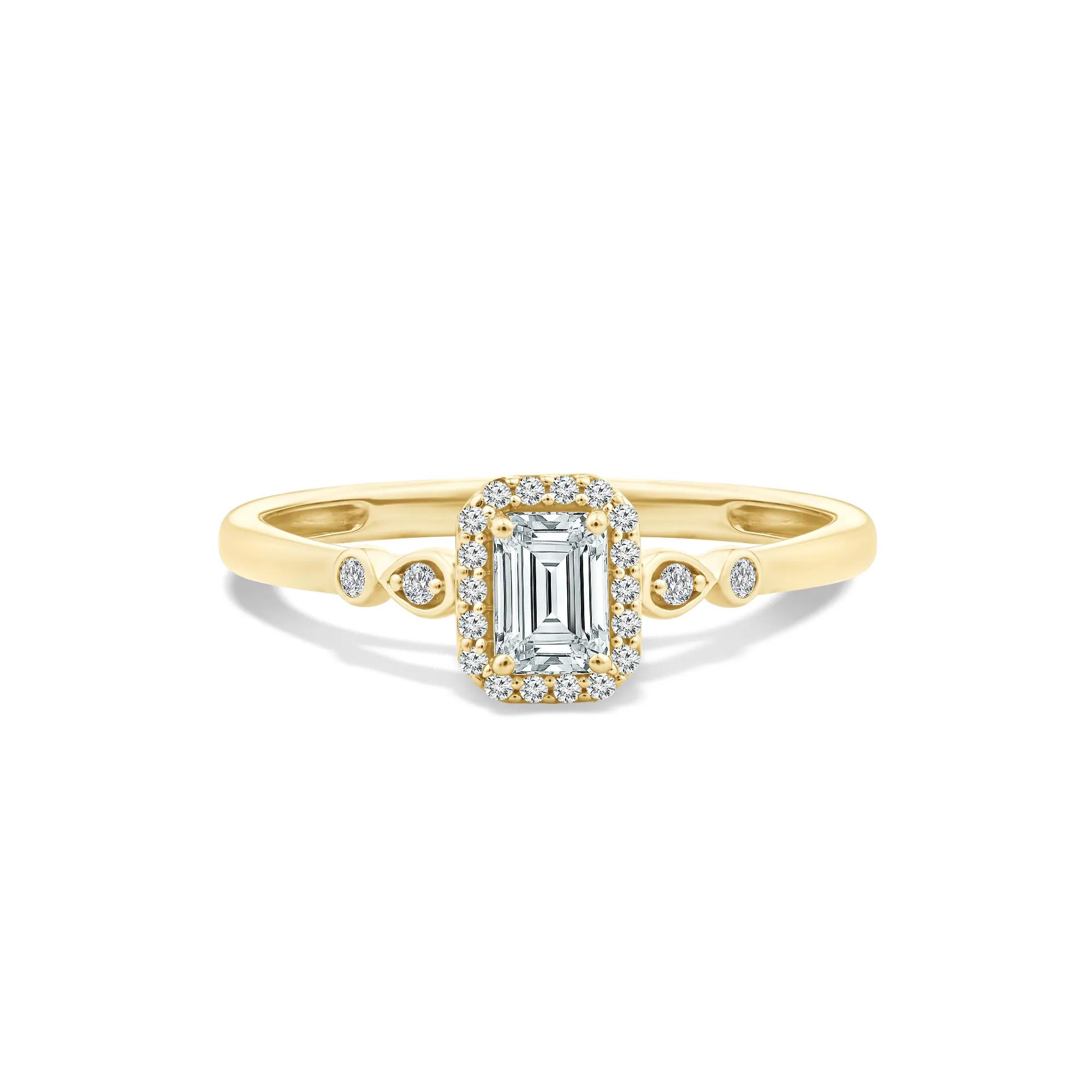 Lab Grown Diamond Emerald Center Promise Ring in 10K Yellow Gold