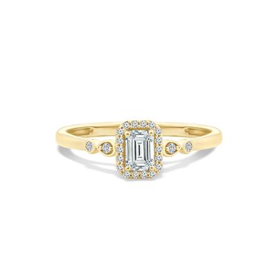 Lab Grown Diamond Emerald Center Promise Ring in 10K Yellow Gold (1/2 ct. tw.)