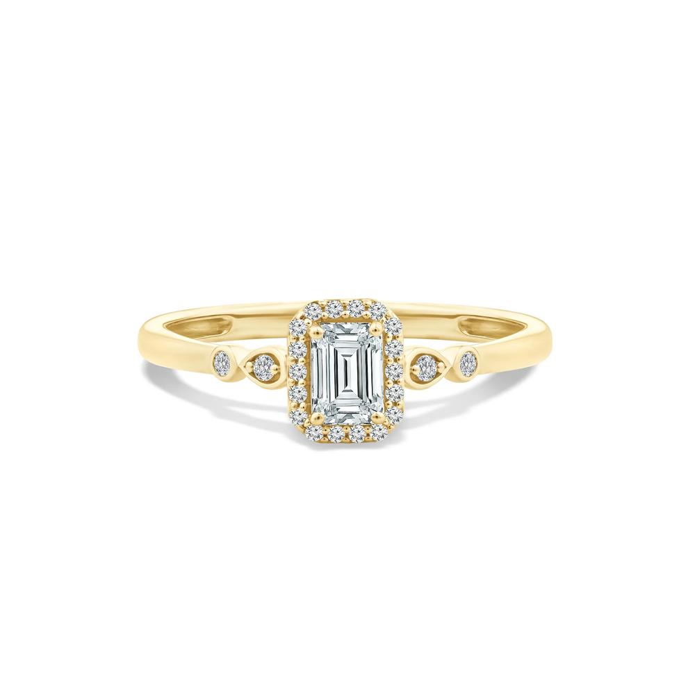 Lab Grown Diamond Emerald Center Promise Ring in 10K Yellow Gold (1/2 ct. tw.) – Image 1 of 4