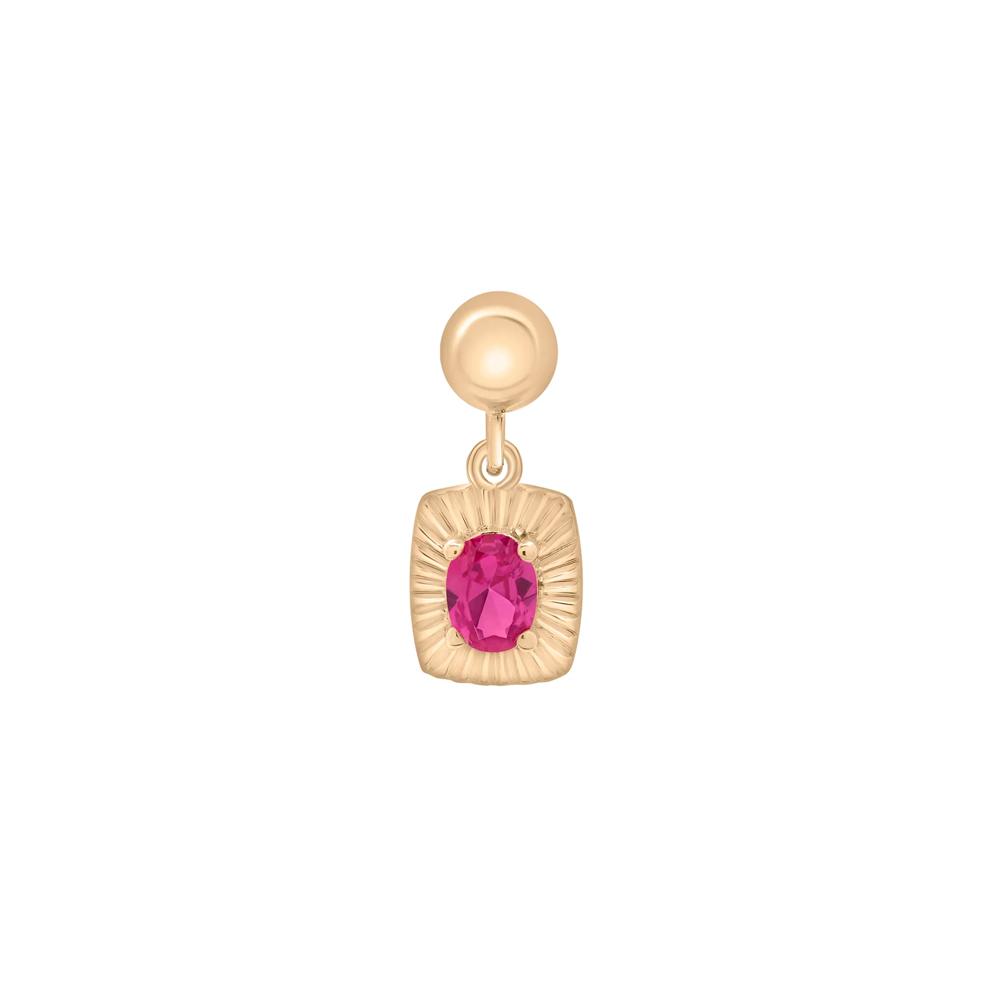 Lab-Created Ruby Medallion Birthstone Bead Charm in Vermeil – Image 1 of 3