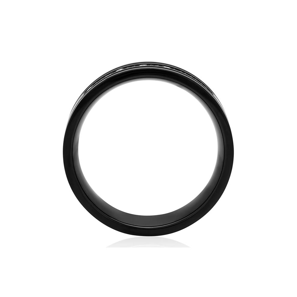 Men&rsquo;s Diamond Ring in Black Ion-Plated Stainless Steel, 7mm (1/7 ct. tw.) – Image 2 of 3