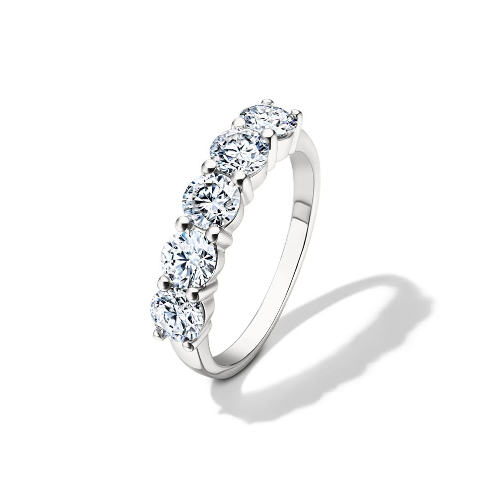 Lab-Created Moissanite Five-Stone Band in 10K White Gold (1 3/5 ct. dew) – Image 4 of 4