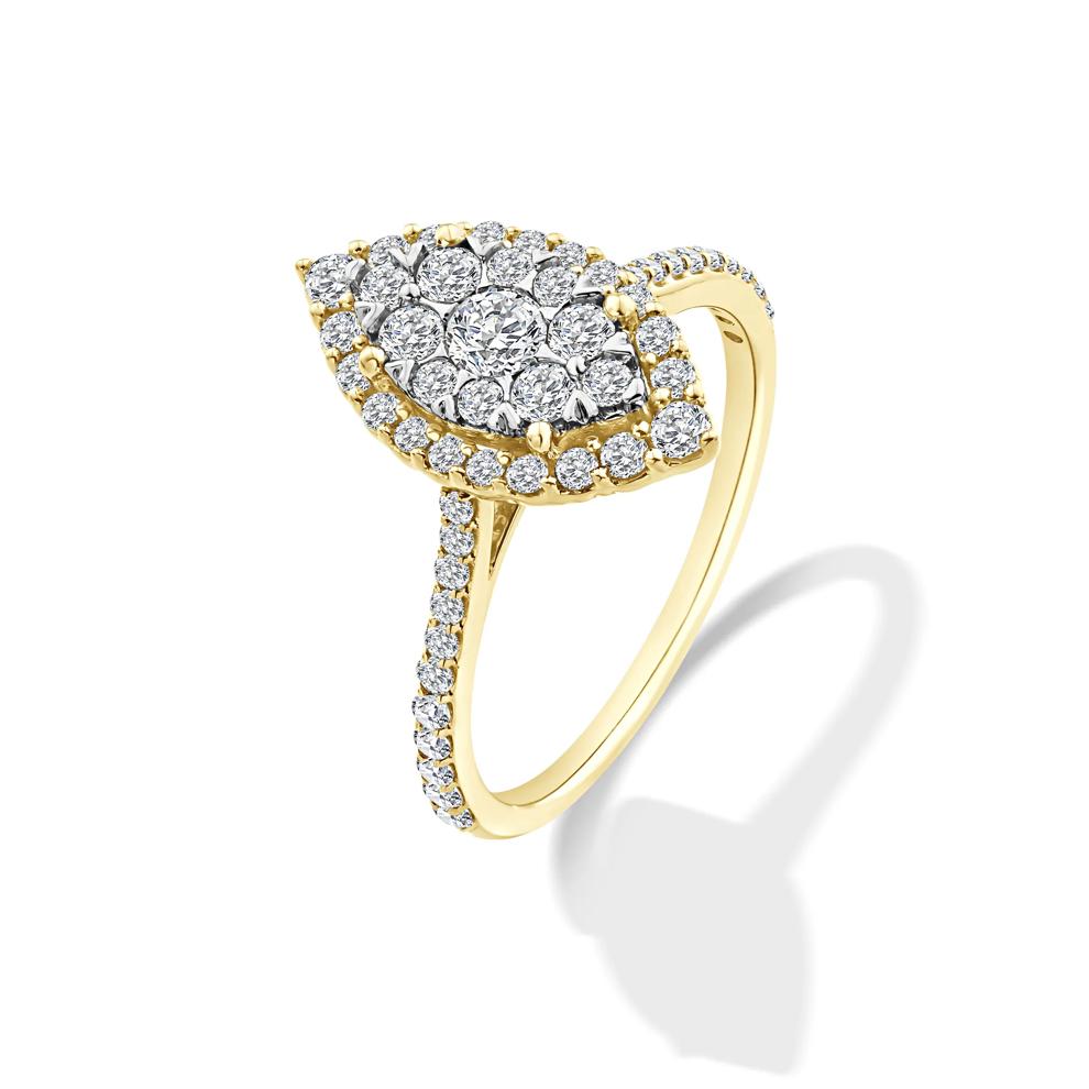 Diamond Marquise Halo Center Composite Engagement Set in 10K Yellow Gold (1 ct. tw.) – Image 4 of 6