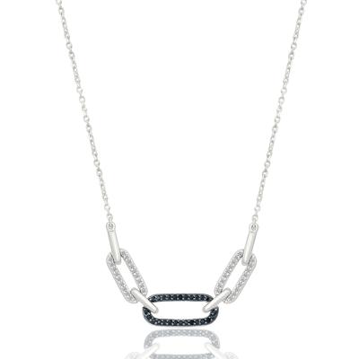 Black and White Diamond Chain Link Necklace in Sterling Silver (1/4 ct. tw.)
