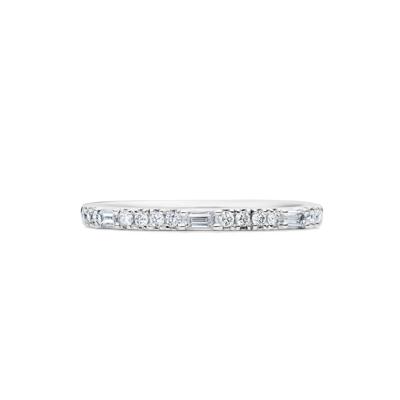 Lab Grown Diamond Round & Baguette Stack Band in 10K Gold (1/5 ct. t.w)
