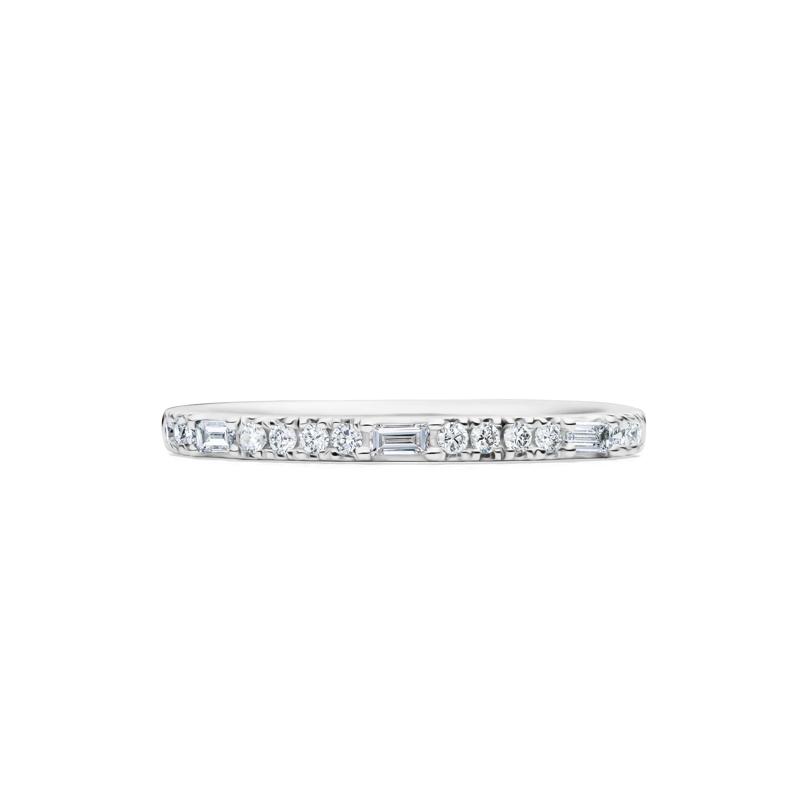 Lab Grown Diamond Round &amp; Baguette Stack Band in 10K White Gold &#40;1/5 ct. t.w&#41; – Image 1 of 4