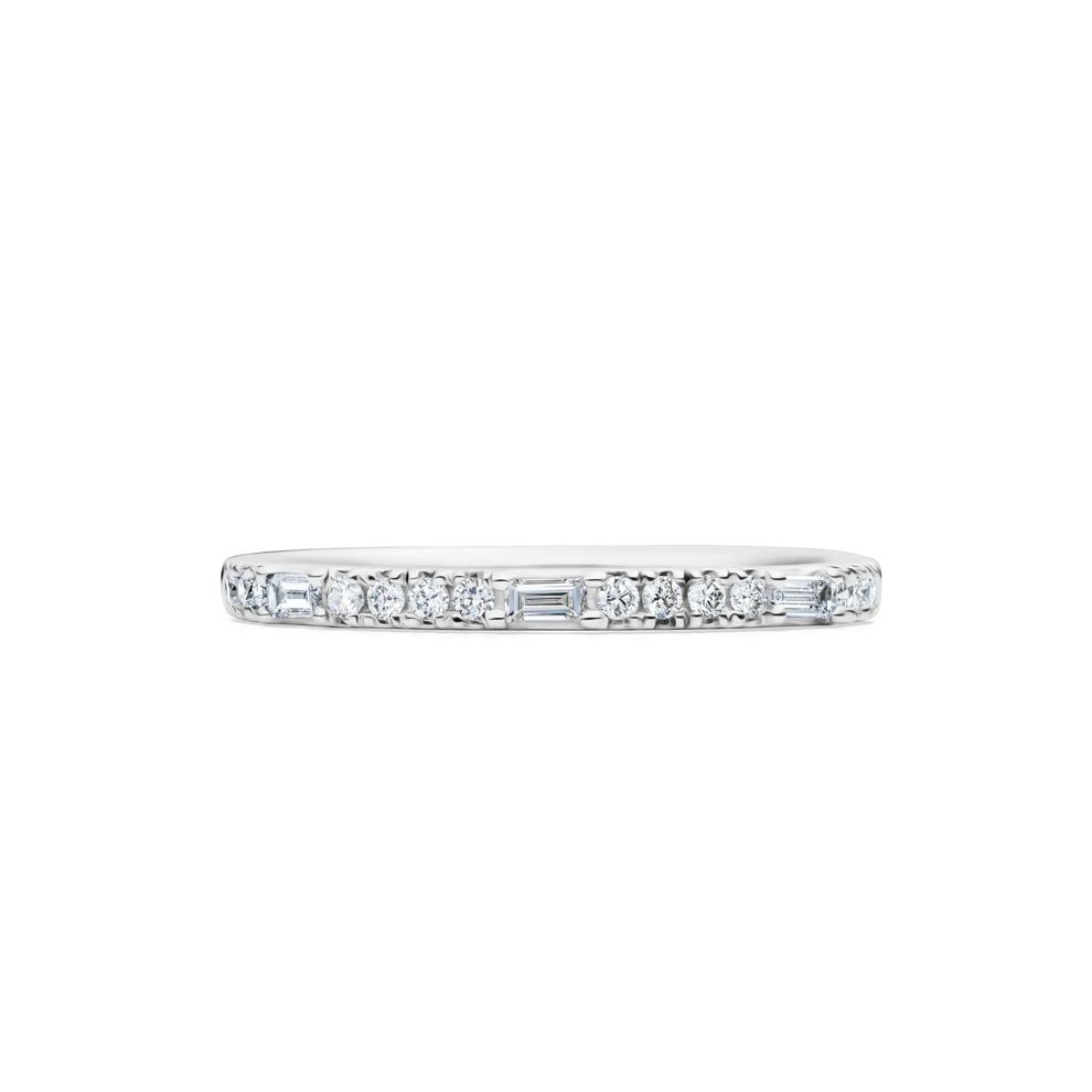Lab Grown Diamond Round &amp; Baguette Stack Band in 10K White Gold (1/5 ct. t.w) – Image 1 of 4