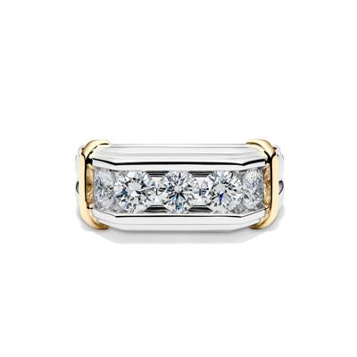 Lab Grown Diamond Men's Five-Stone Ring in 10K White & Yellow Gold (2 ct. tw.)