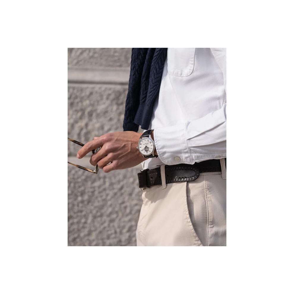 Men's Classics Heart Beat Automatic Watch With Black Leather Strap – Image 4 of 4