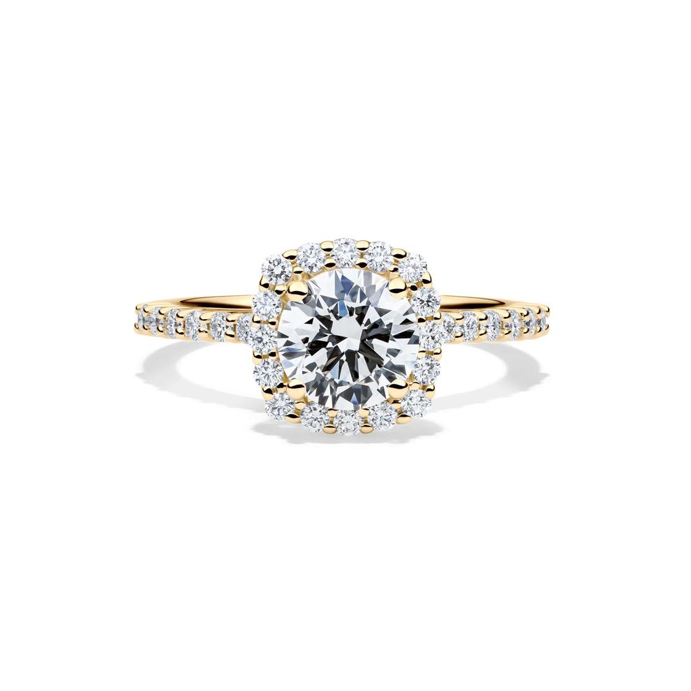 Lab Grown Diamond Cushion Halo Engagement Ring in 14K Yellow Gold (1 3/4 ct. tw.) – Image 1 of 4