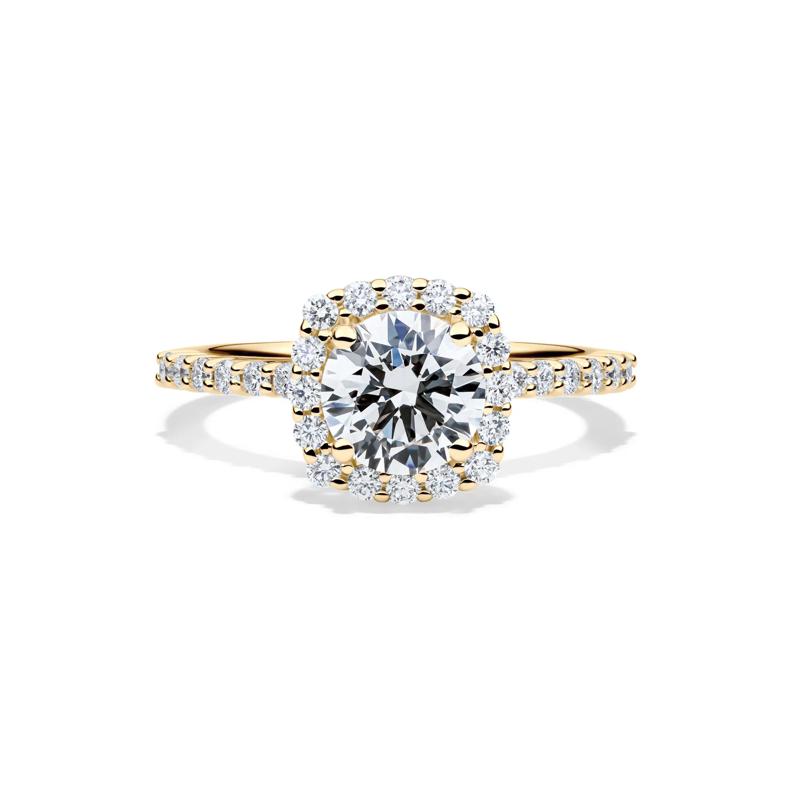 Lab Grown Diamond Round Halo Engagement Ring in 14K Yellow Gold &#40;1 3/4 ct. tw.&#41; – Image 1 of 4