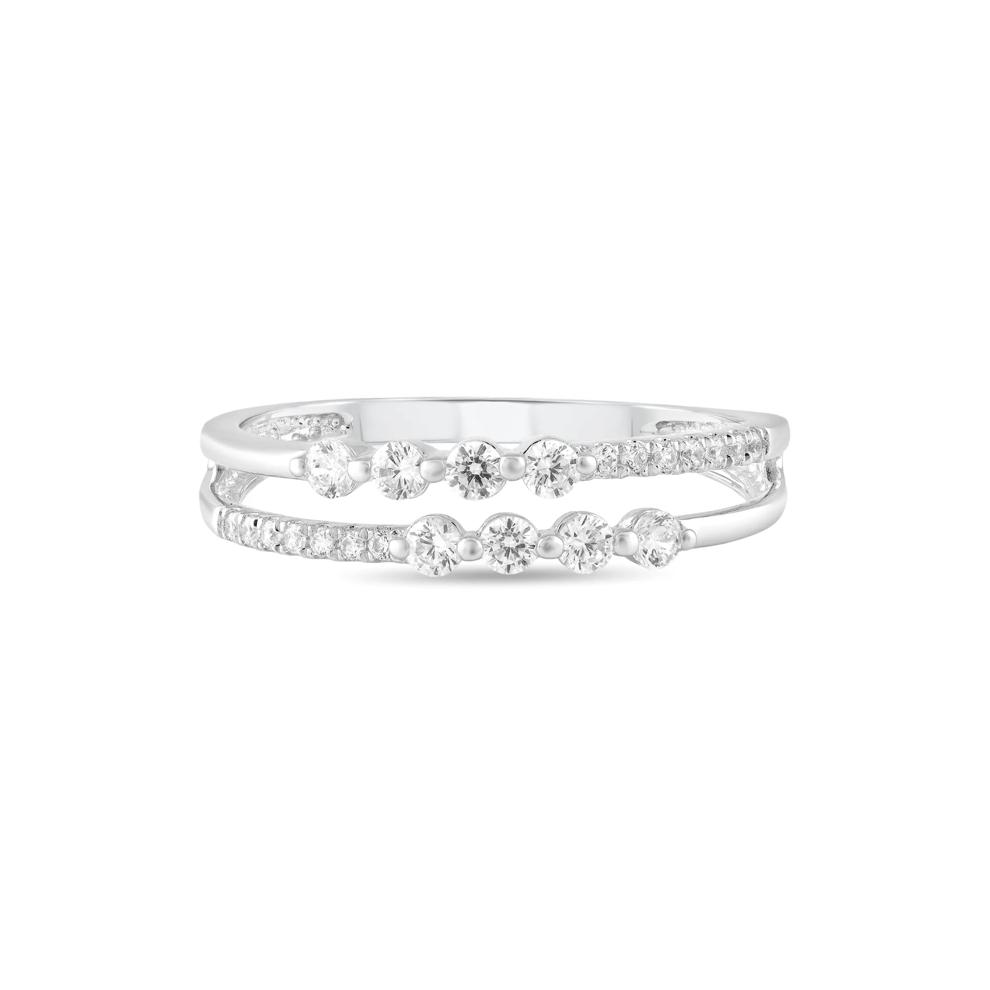Diamond Double Row Ring in Sterling Silver (1/3 ct. tw.) – Image 1 of 4