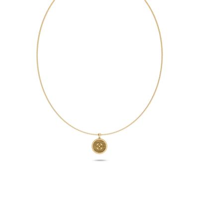 Men's Tiger's Eye Arrow Design Disc Pendant Necklace in 18K Gold Vermeil