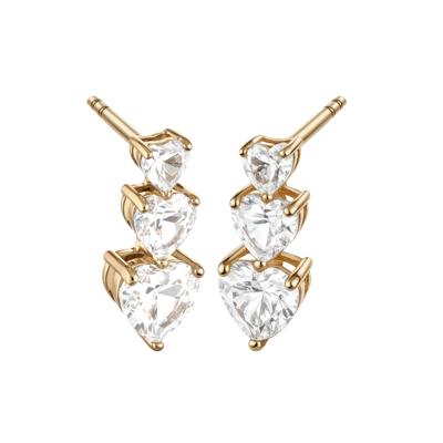 Lab-Created White Sapphire Graduated Linear Heart Stud Earrings in Vermeil