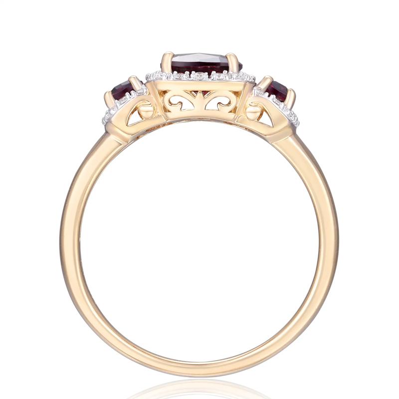 Rhodolite Garnet and Diamond Ring in 10K Yellow Gold &#40;1/7 ct. tw.&#41; – Image 2 of 3