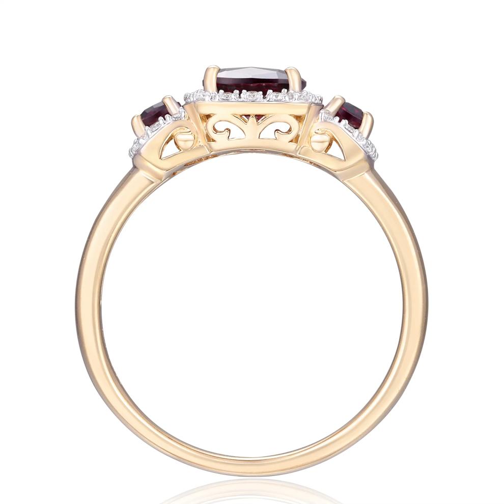 Rhodolite Garnet and Diamond Ring in 10K Yellow Gold (1/7 ct. tw.) – Image 2 of 3
