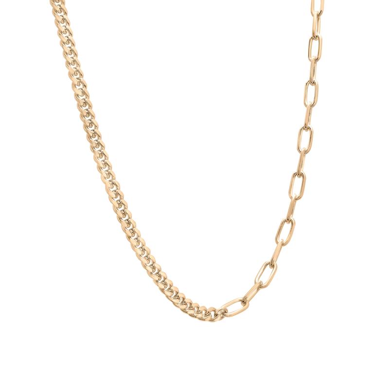 Curb and Paperclip Chain Necklace in Vermeil, 18&quot; – Image 2 of 6