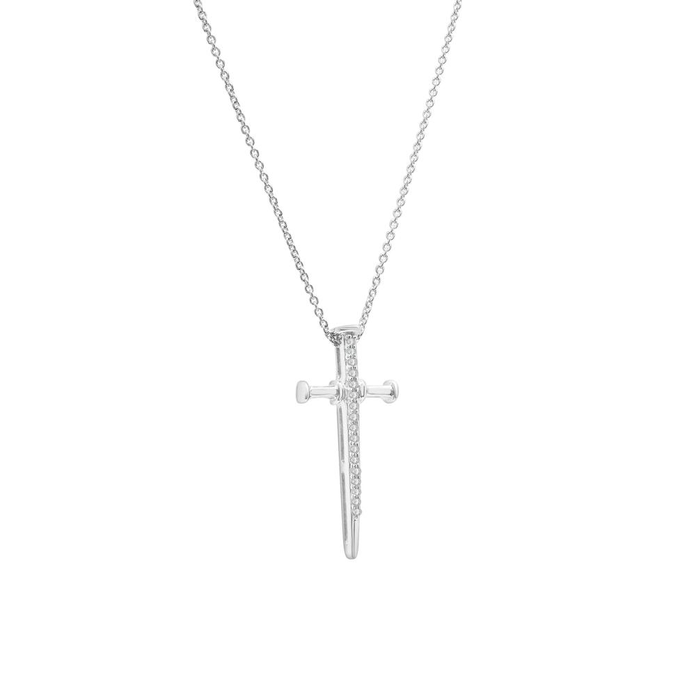 Diamond Nail Cross in Sterling Silver – Image 2 of 4