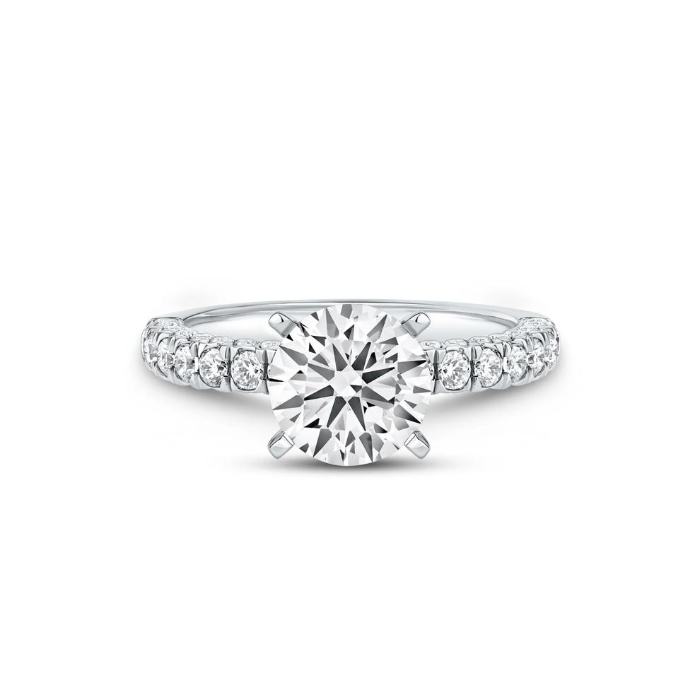 3/4 ct. tw. Round Lab Grown Diamond Semi-Mount Engagement Ring in 14k White Gold (Setting Only) – Image 1 of 6