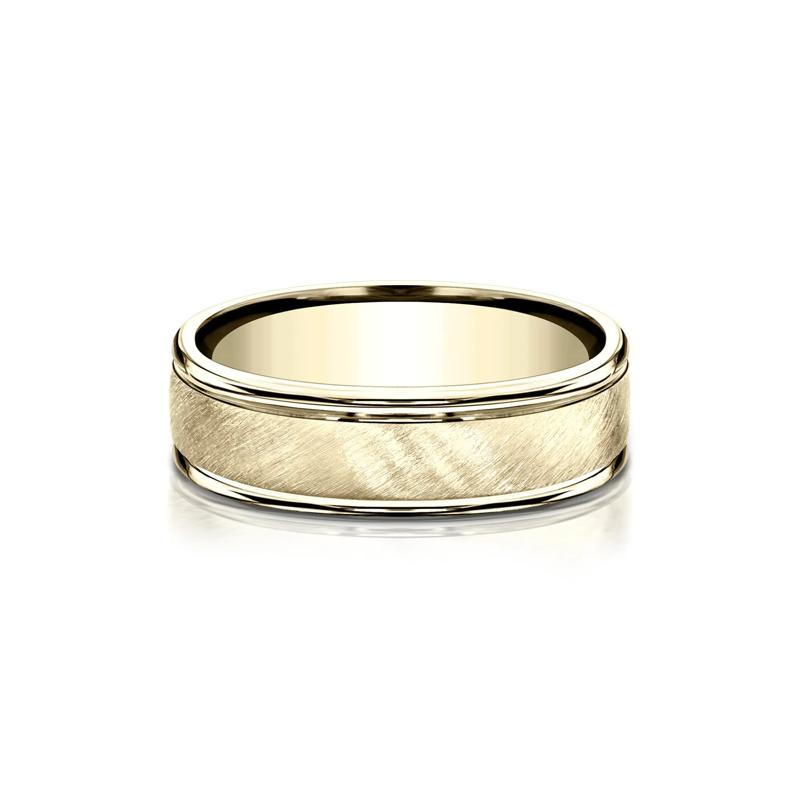Men&rsquo;s Satin Wedding Band in 14K Yellow Gold, 6MM – Image 1 of 3