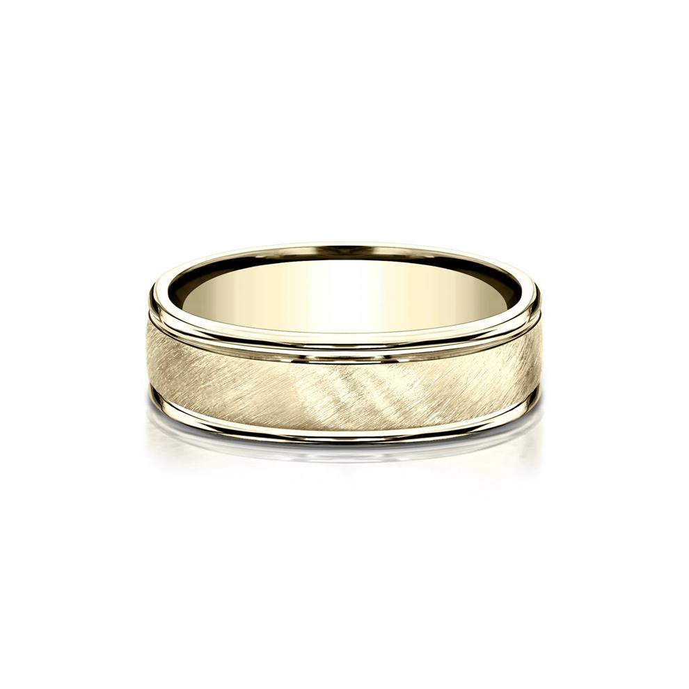 Men&rsquo;s Satin Wedding Band in 14K Yellow Gold, 6MM – Image 1 of 3