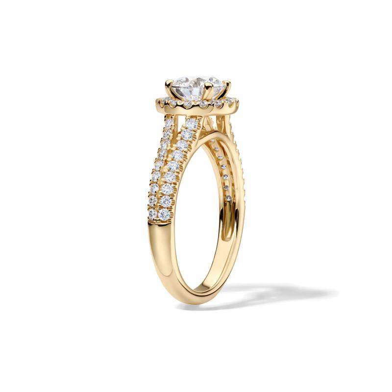 Lab Grown Diamond Halo Engagement Ring in 14K Yellow Gold &#40;1 1/2 ct. tw.&#41; – Image 3 of 4