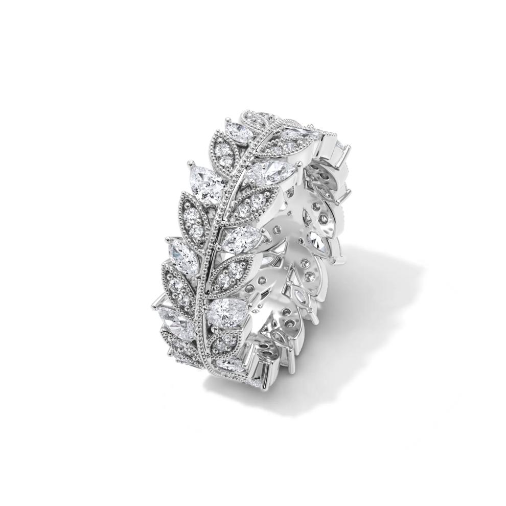 Diamond Multi-Shape Floral Eternity Band in Platinum (1 1/2 ct. tw.) – Image 3 of 4