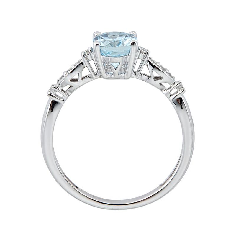 Aquamarine and Diamond Accent Ring in 10K White Gold – Image 2 of 3