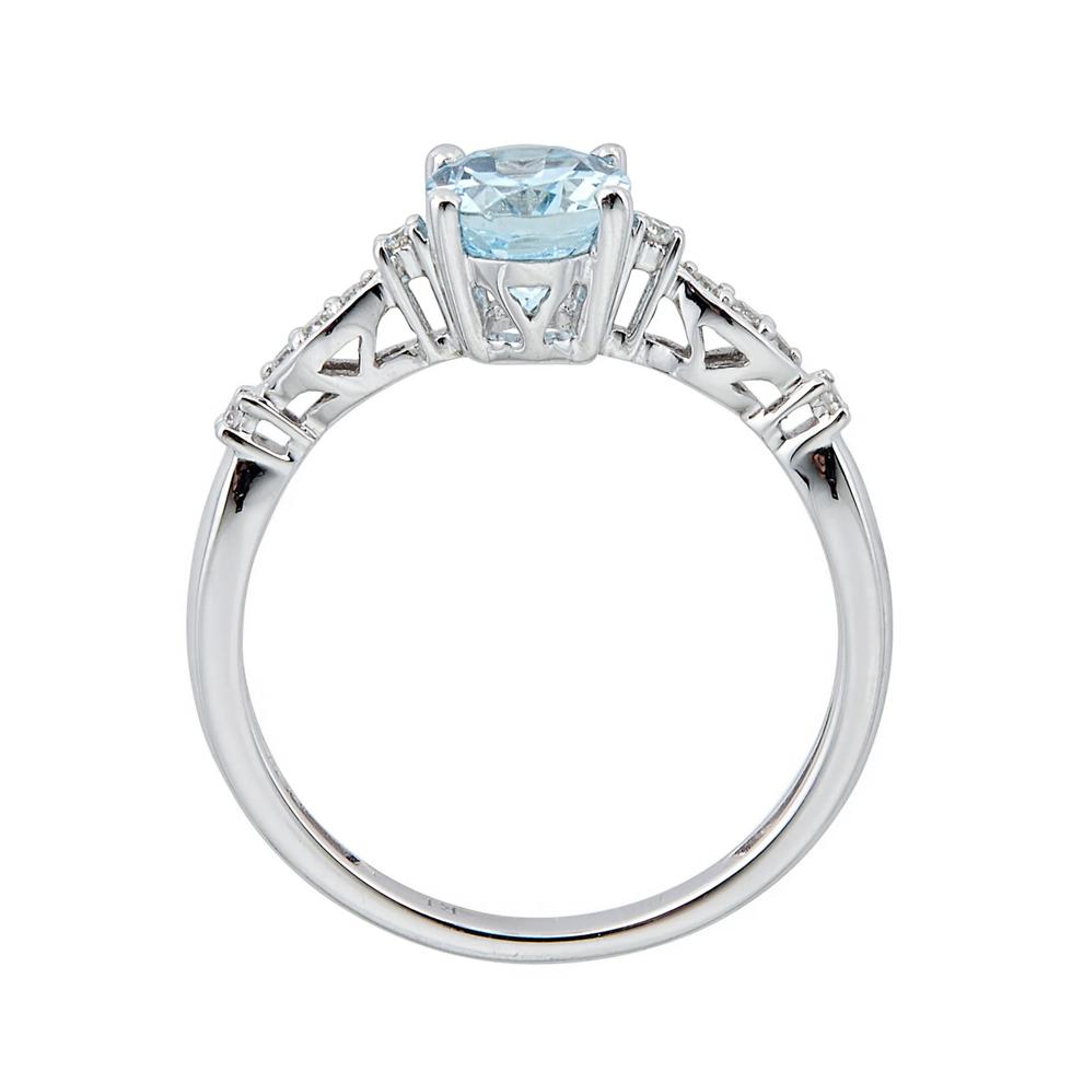 Aquamarine and Diamond Accent Ring in 10K White Gold – Image 2 of 3