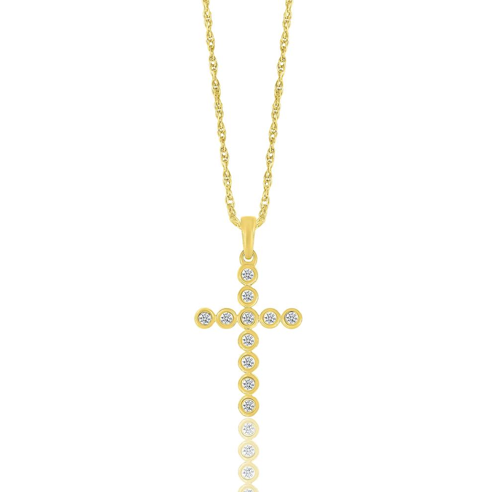 Diamond Cross Pendant in 10K Yellow Gold (1/7 ct. tw.) – Image 1 of 3