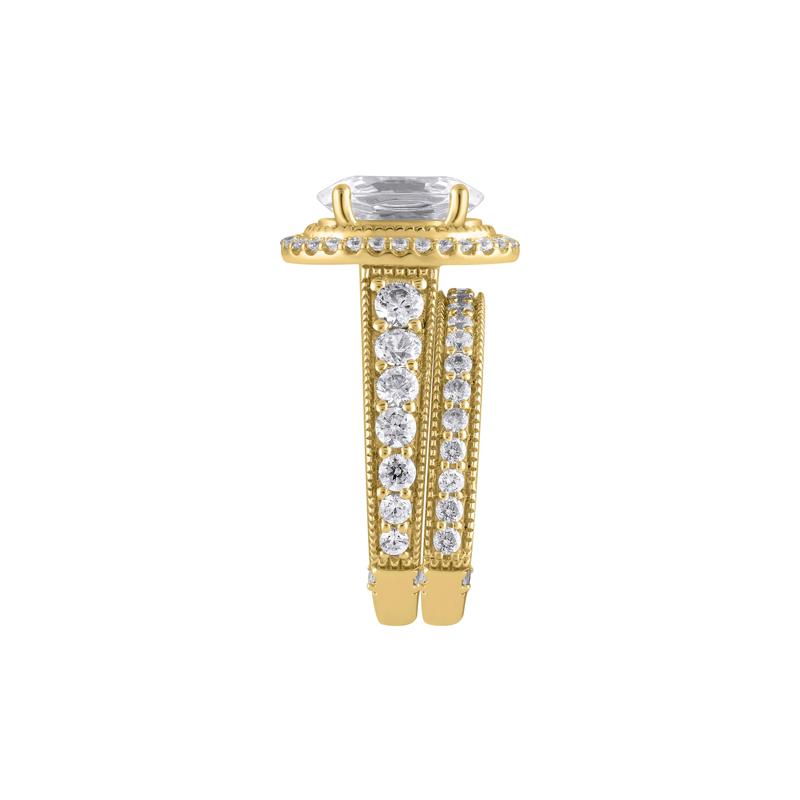 Fran Lab Grown Diamond Oval-Shaped Halo Bridal Set in 14K Yellow Gold &#40;3 1/2 ct. tw.&#41; – Image 3 of 7