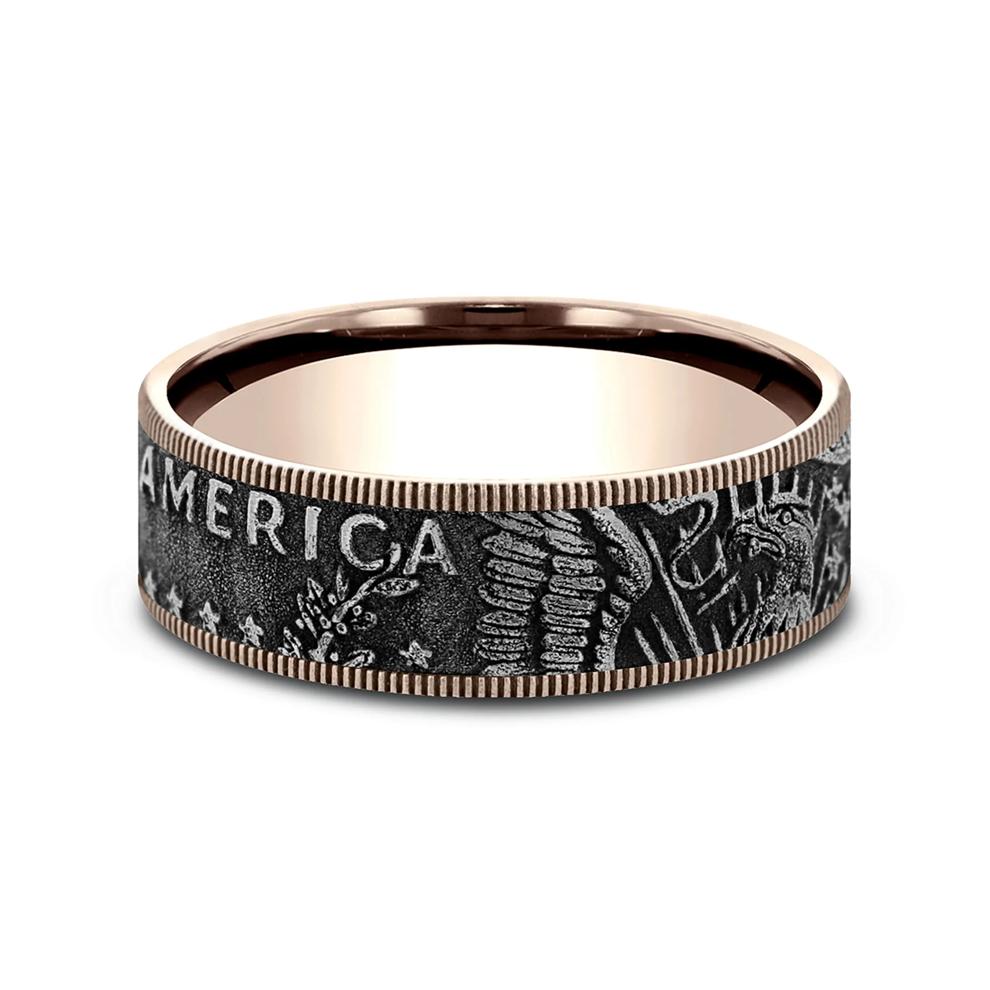Men&rsquo;s Tantalum Coin Wedding Band in 14K Rose Gold  – Image 1 of 3